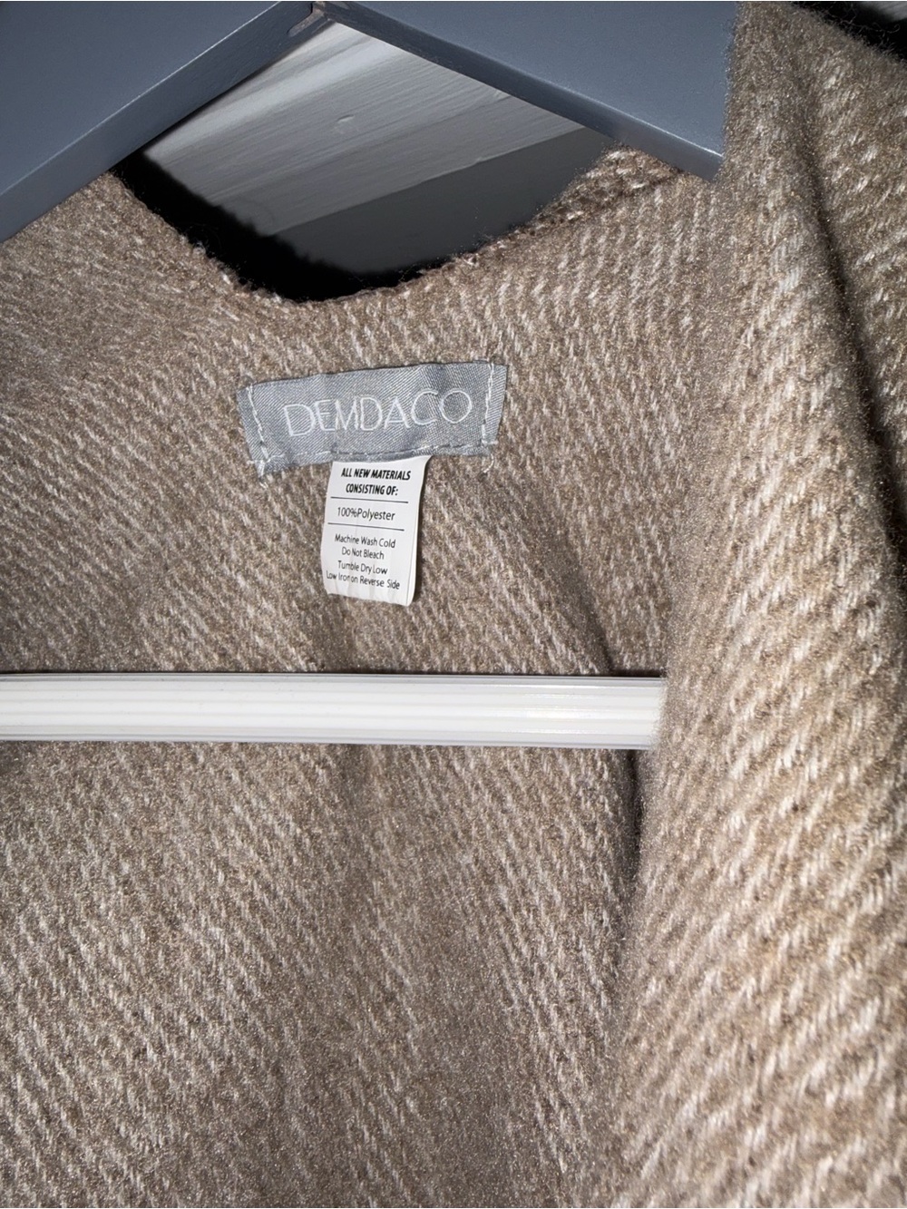 Demdaco Taupe Fringe Knit Shawl - Picture 2 of 2